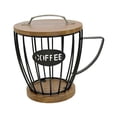 thumbnail image 1 of Portacápsulas de café Portacápsulas de café Cesta organizadora moderna de hierro en forma de taza Negro con tapa, 1 of 9