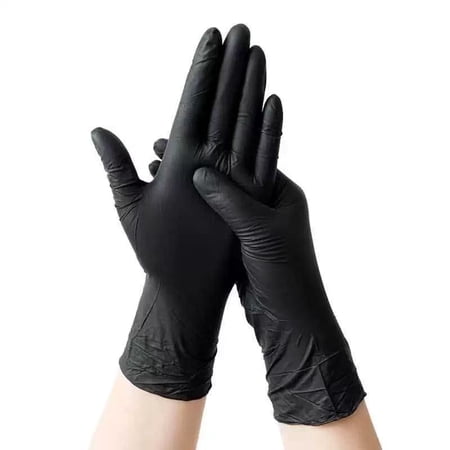 BBQ Gloves Cotton Glove Lining (White) and 100 Disposable Gloves Washable Cotton Lining Powder Latex Free Nitrile Gloves