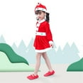 thumbnail image 2 of YunPes Girls Christmas Dresses Long Sleeve Party Performance 3 Pieces Santa Dress with Hat Xmas Outfits Velvet Dress up, 2 of 5