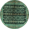 thumbnail image 1 of Ahgly Company Machine Washable Indoor Round Persian Turquoise Blue Traditional Area Rugs, 8' Round, 1 of 4