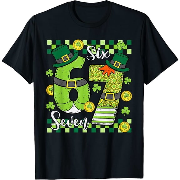 St Patricks Day 67 Six Seven 6 7 Meme Boys Girls T-Shirt, T-Shirt for Kids Youth, 180gsm, 100% Cotton