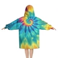 thumbnail image 2 of Colorful Rainbow Tie Dye Spiral Pattern Blanket Hoodies for Kids 6-13YR Oversize Wearable Blanket Hoodies for Boys Girls Teens, 2 of 7