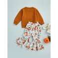 thumbnail image 2 of Bmnmsl Kids Set Pumpkin Letter Crew Neck Long Sleeve Tops Flared Pants, 2 of 6