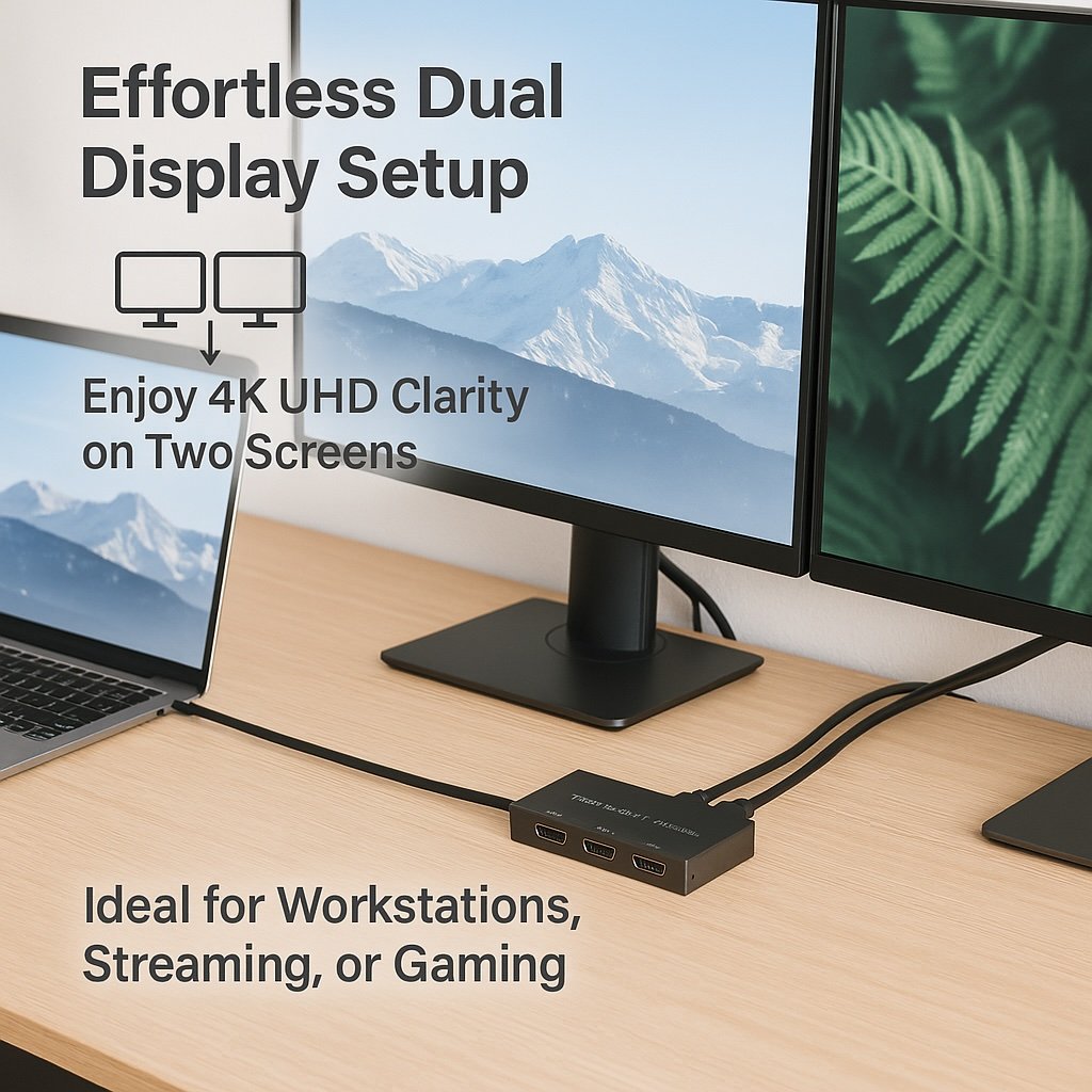 Cable Leader HDMI Splitter 1 in 2 out - 1x2 HDMI Splitter 4K@60Hz Duplicate/Mirror Screens