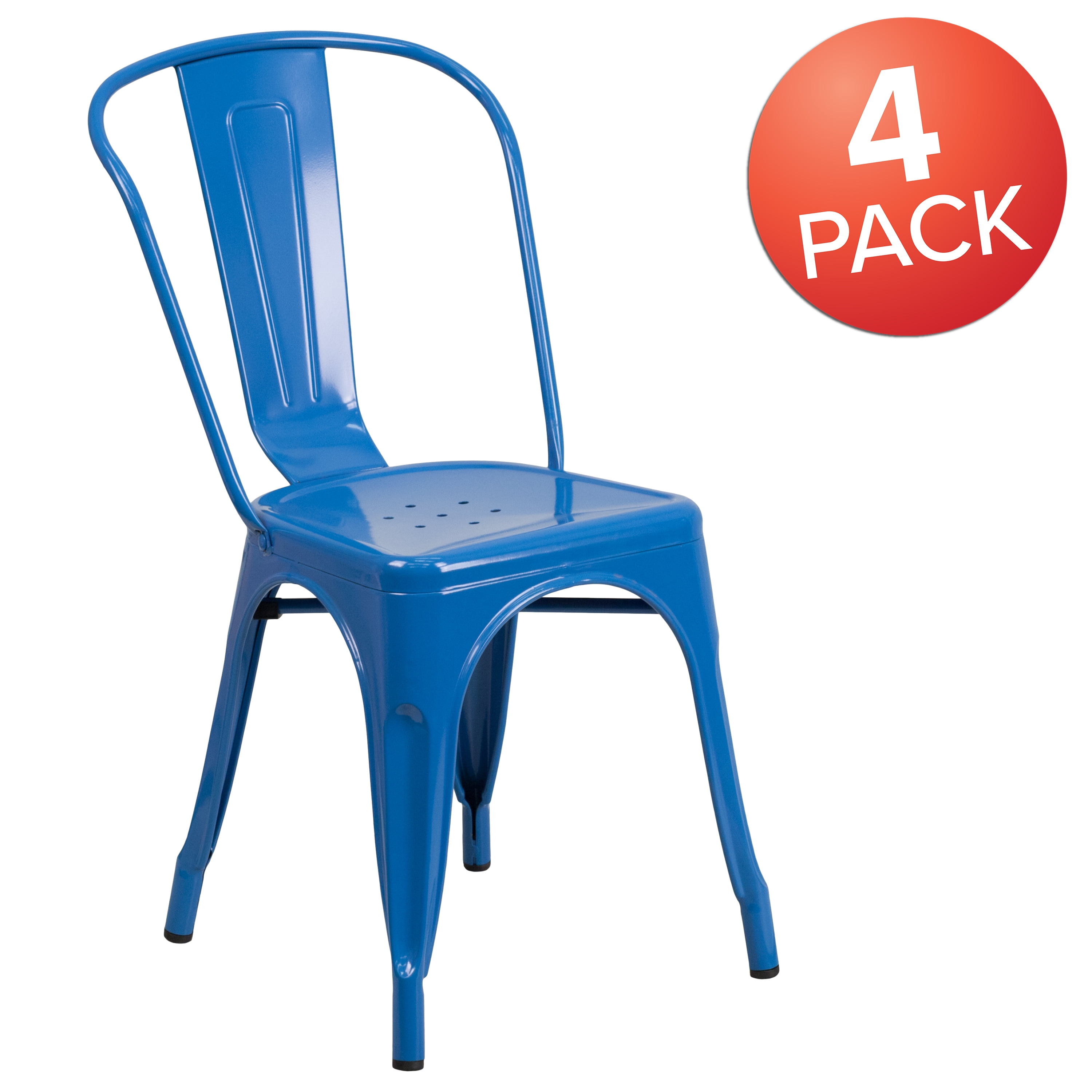 Flash Furniture 4 Pk Distressed Green Metal Indoor-Outdoor Stackable Chair