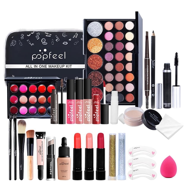 serony 27PCS Professional Makeup Set Portable Travel Makeup Organizer Storage Box Gifts for Beginner Girls
