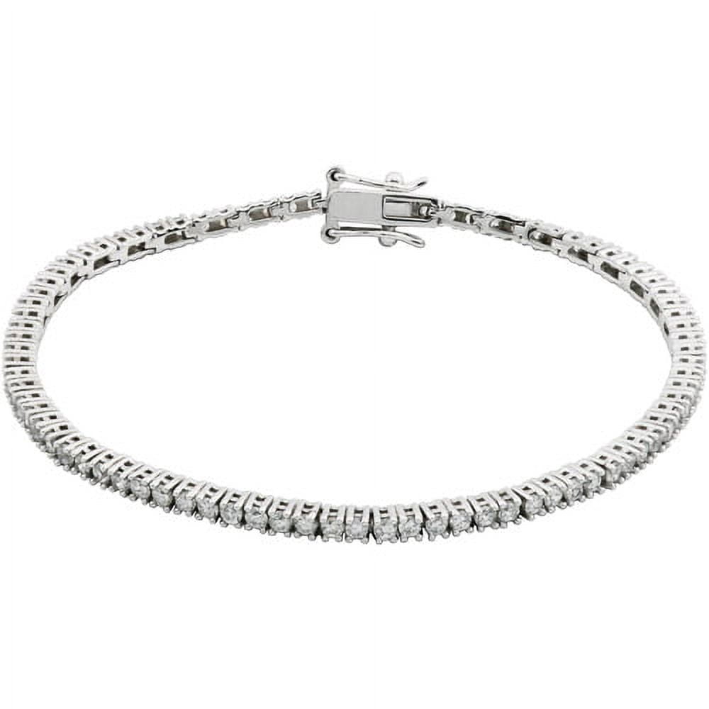 5.73 Carat T.G.W. CZ Platinum-Plated Sterling Silver 2mm Tennis Bracelet, 8"