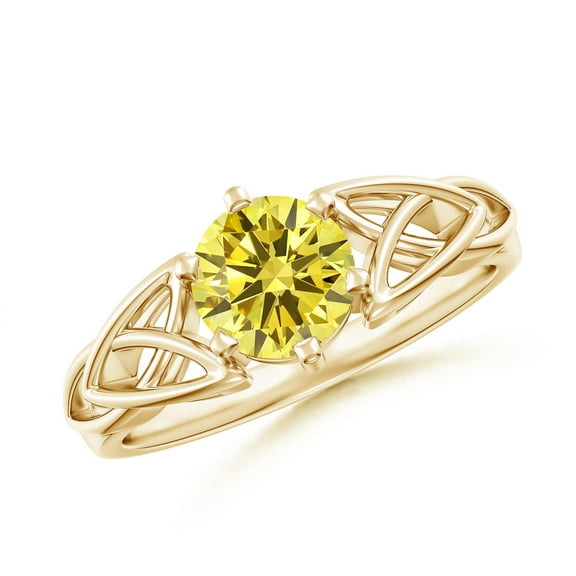 ANGARA IGI Certified Lab Grown 1 Ct Yellow Diamond Celtic Knot Ring for Women in 14K Yellow Gold (Size-6.4mm| Clarity-VS) | Anniversary, Jewelry Gift for Women | Lab-Grown Yellow Diamond Ring