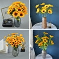 thumbnail image 7 of Mightlink No Watering Non-Wither Realistic Multi Heads Fake Flower Artificial Silk Sunflower Simulation Bouquet Home Decor, 7 of 7