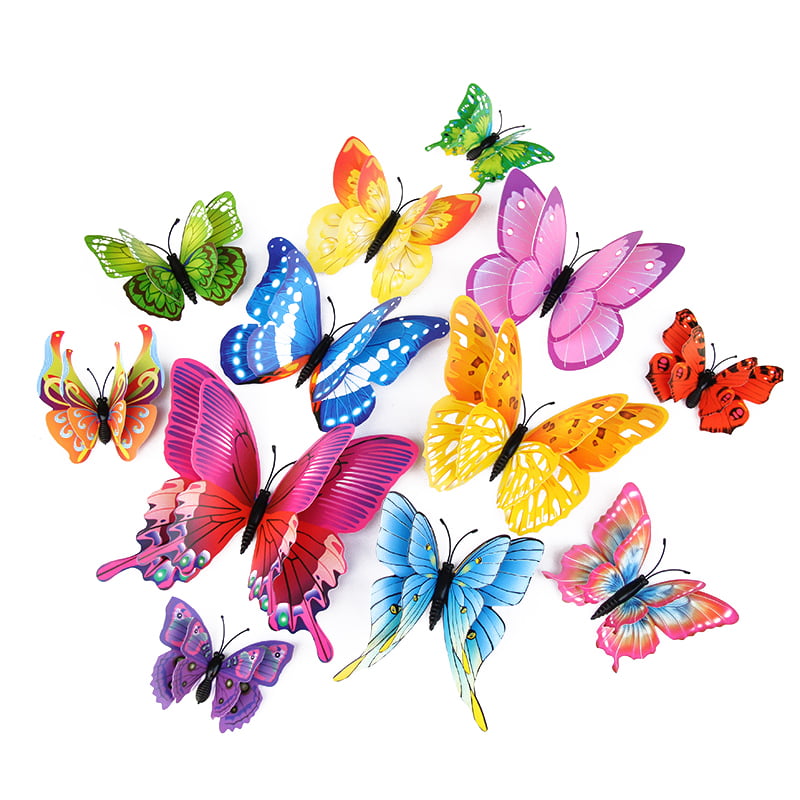 72 x PCS 3D Colorful Butterfly Wall Stickers DIY Art Decor Crafts For Nursery 