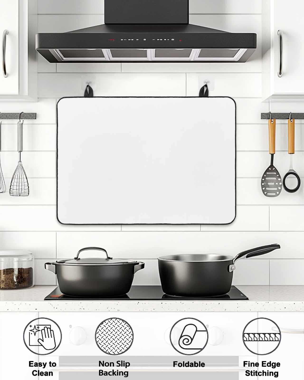 Stove Top Covers for Electric Stove, White Glass Stovetop Cover Protector, Modern Simple White Backdrop Induction Cooktop Protector Oven Mat for Kitchen Countertop 28.5"x20.5"