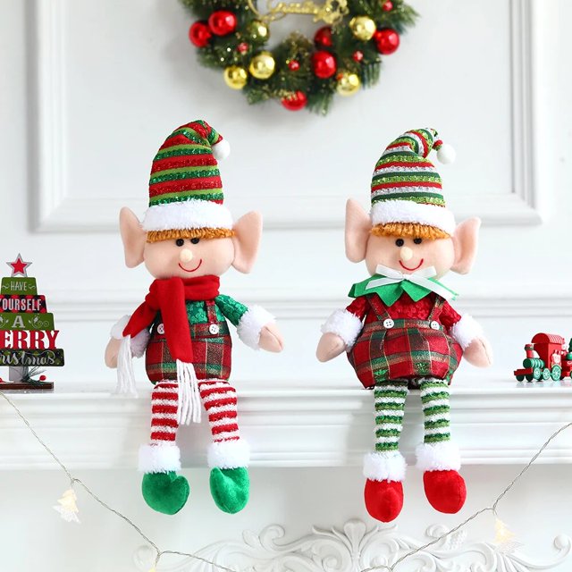 1/2 Uds. Adornos navideños de muñeco elfo de felpa para niños y niñas, muñeco de juguete elfo de Navidad, decoración del hogar de Año Nuevo, adornos de árbol de Navidad