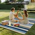 thumbnail image 4 of Blue Yellow Striped Outdoor Rug 4x6 Ft - Reversible Patio Rug Outdoor Camping Rugs, Farmhouse Stripes Vintage Washable Indoor Outdoor Area Rugs, Non-Slip Outdoor Carpet Runner for Deck/Porch, 4 of 8