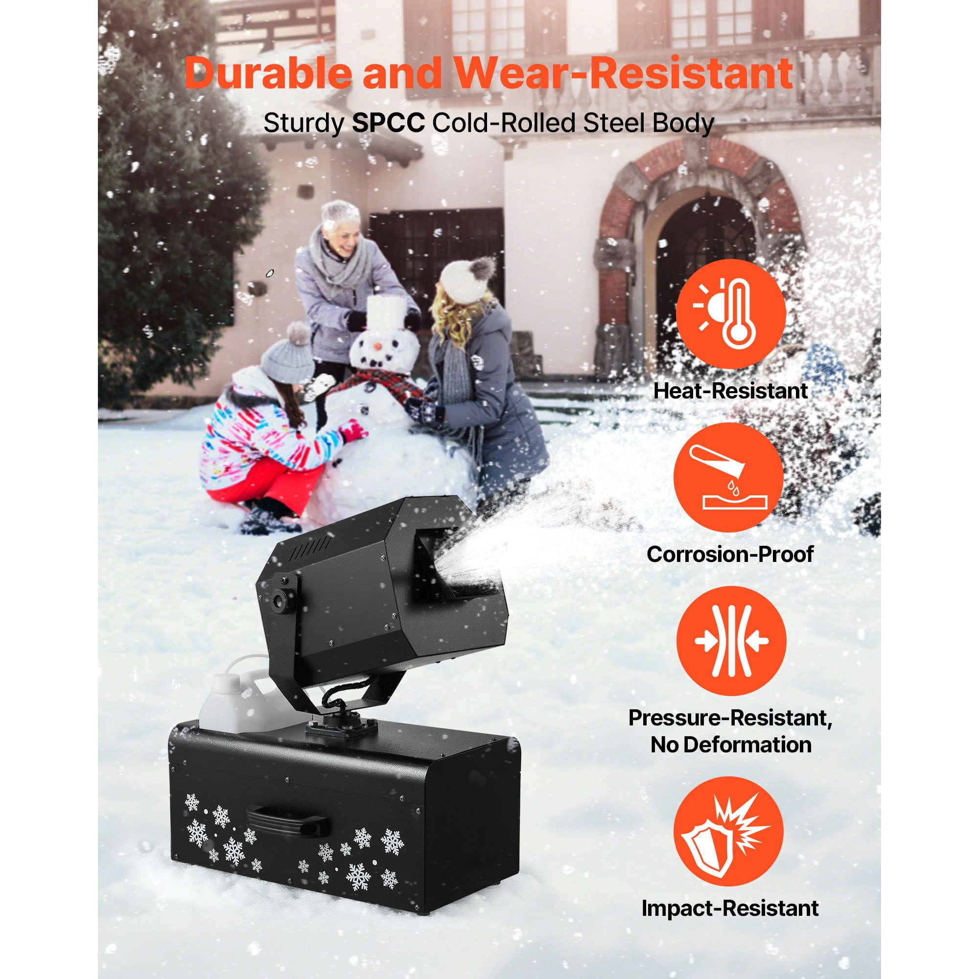 Snow Machine, 2000W 90°Shaking Head Snow Maker By Wireless/Wired Remote Control, High Output Snowmaking Machine Coverage Up To 25 M² With 5l Tank For Christmas Wedding Parties