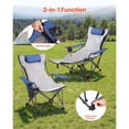 thumbnail image 5 of Zaverox Reclining Camping Chair, 4 Adjustable Positions, Portable Folding Lounger for Adults, Mesh Beach Chair with Footrest & Plush Cushion, Supports 220 lbs, Heavy Duty Camp Chairs for Patio, Blue, 5 of 6