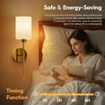 thumbnail image 4 of NIORSUN Battery Operated Wall Sconce Set of 2, Gold Wireless Rechargeable Wall Lights with 5200mAh Dimmable Detachable Bulbs and Remote, 9 Colors Sconces Wall Decor for Bedroom Living Room Hallway, 4 of 10