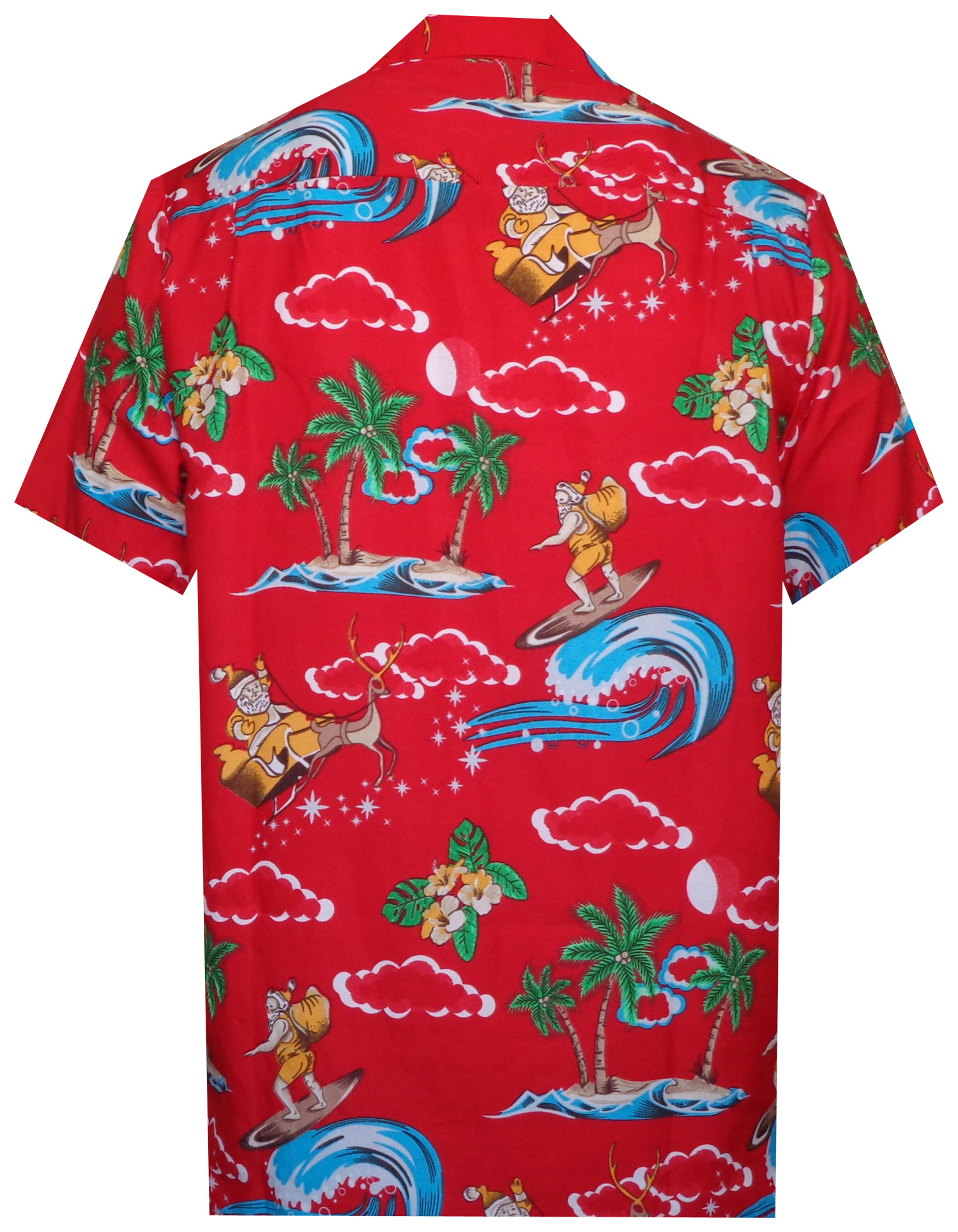 Holiday Hawaiian Shirt 41 Mens Christmas Santa Claus Party Aloha Holiday Red M Walmart Com Walmart Com