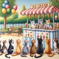 thumbnail image 4 of Ambesonne Cats Duvet Cover Set, Delicate Kittens and Ice Cream, King, Multicolor Orange Green, 4 of 6