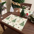 thumbnail image 2 of Christmas Trees Little Stars Snowflakes Winter Xmas Cloth Placemats Set of 4 Table Mats Table Decorations 12x18 Inch, 2 of 6