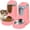 Pink(3.8L*2), variant on Automatic Cat Feeder and Water Dispenser with Stainless Steel Bowl Dog Gravity Food Feeder and Waterer for Small Medium Pets Puppy Kitten 1 Gallon x 2