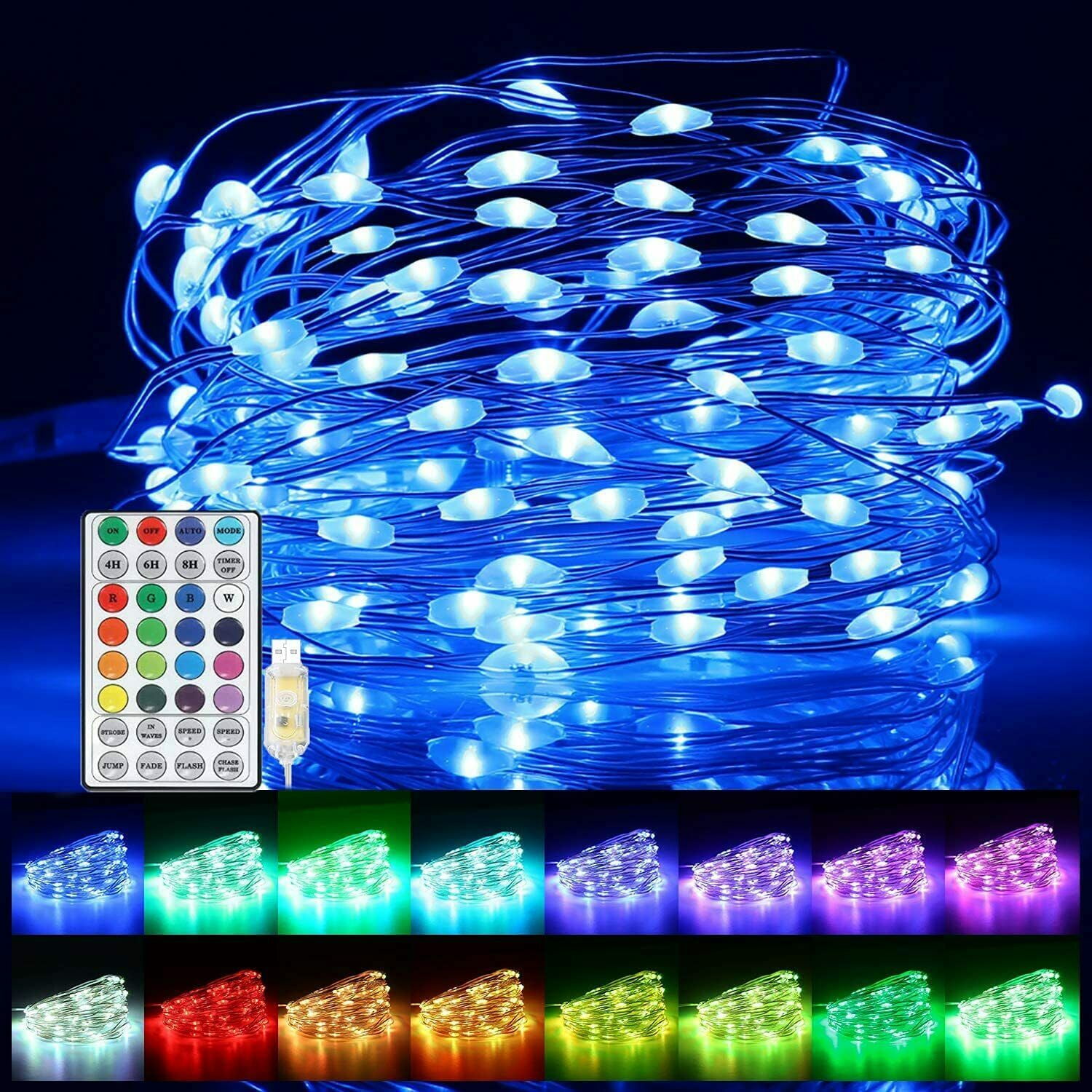 Kvago 100 LED 33ft Waterproof Outdoor Twinkle Lights Multicolor Rope