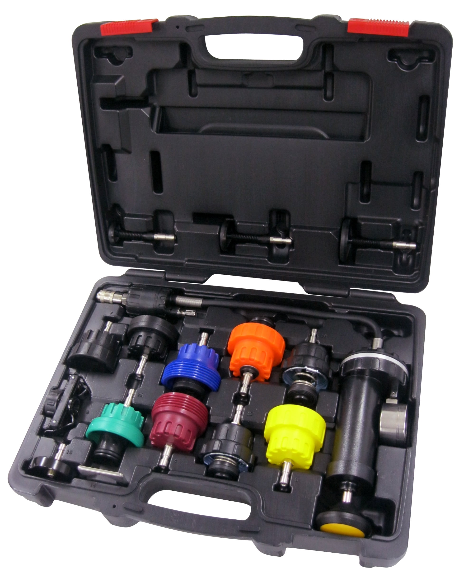 KUNTEC 18pcs Universal Radiator Pressure Tester Vacuum Pump Type Cooling System Kit 