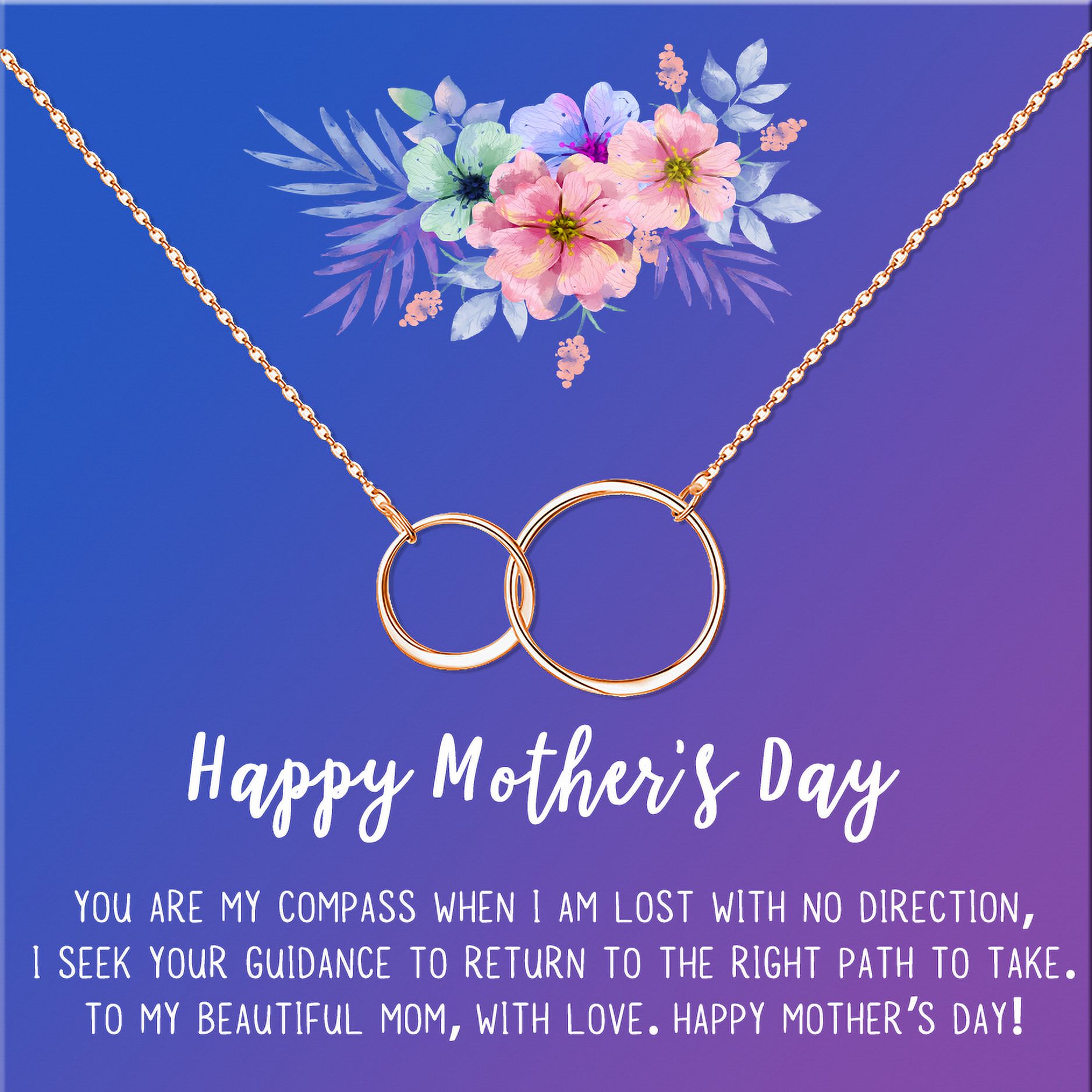Mother's Day Jewelry For Mom, Mother's Day Necklace, Gift for Mom, Mother's Day Jewelry Gifts, Mother's Day Necklace, with Gift Box [Rose Gold Infinity, No Personalized Blue-Purple Card]