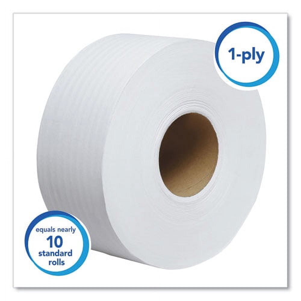 Essential JRT Jumbo Roll Bathroom Tissue, Septic Safe, 1-Ply, White, 3.55" x 2,000 ft, 12 Rolls/Carton | Bundle of 5 Cartons