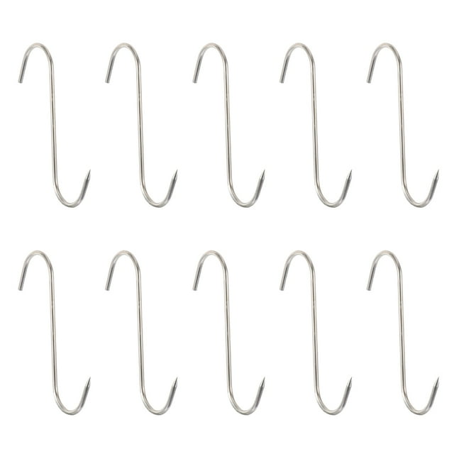 10Pcs Meat Hooks Stainless Steel Wall Hooks S-Shaped Hooks Kitchen Gadget