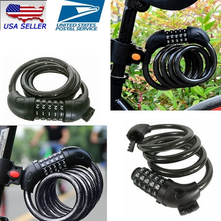 47'' Cycling Security 5 Digit Combination Password Bike Bicycle Cable Chain