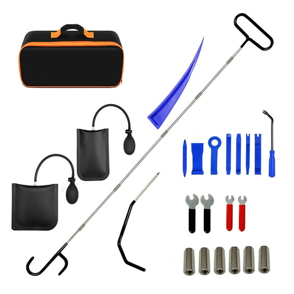 TUOSHUNGE long-distance adjustable car tool for retrieving objects, including a set of car interior removal tools with storage bag, and emergency car unlocking tool.
