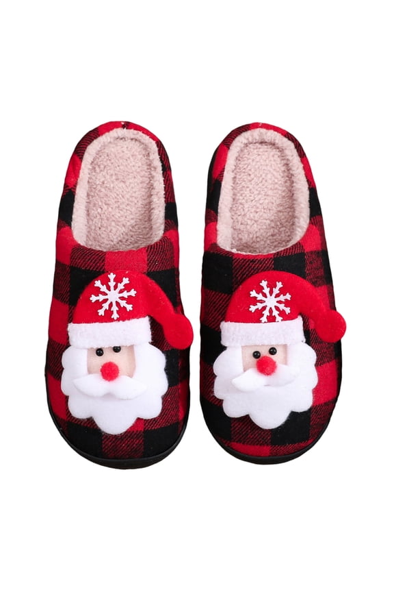 Christmas Santa Claus Slippers for Men Women, Fuzzy Lightweight Couple House Shoes for Indoor Outdoor Winter Xmas New Year Gifts (36-37)