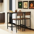 thumbnail image 2 of Costway 3 PCS Bar Table Set Pub Dining Table & 2 Bar Stools with Backrest & Footrest Brown, 2 of 10