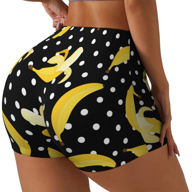 Fotbe Banana Shorts Sin Costuras – Shorts Deportivos de Cintura Alta para Mujer, Elásticos para Gimnasio, Yoga, Running o Ciclismo-Medium