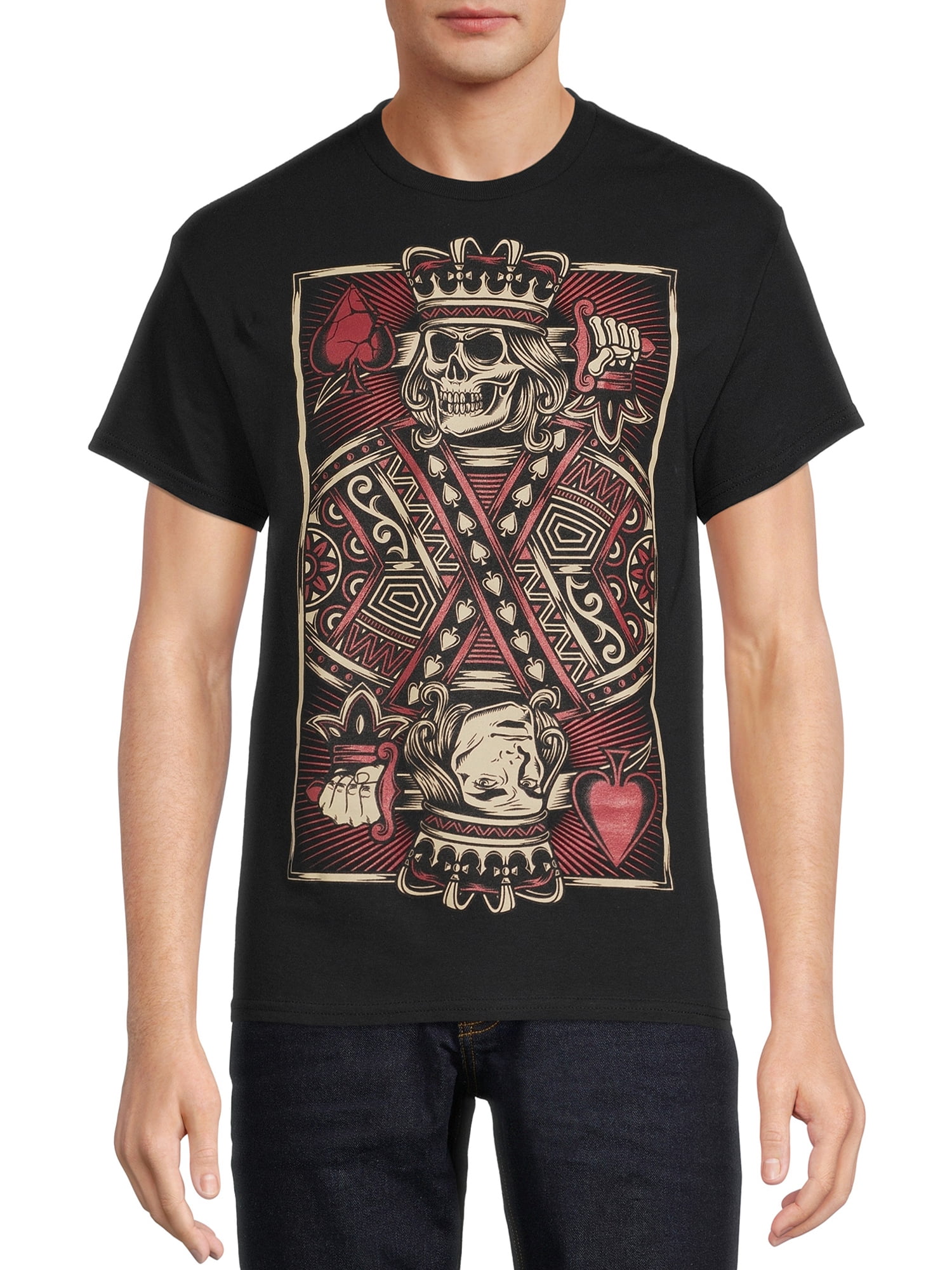 Humor Men's & Big Men's Skeleton Card Graphic T-Shirt