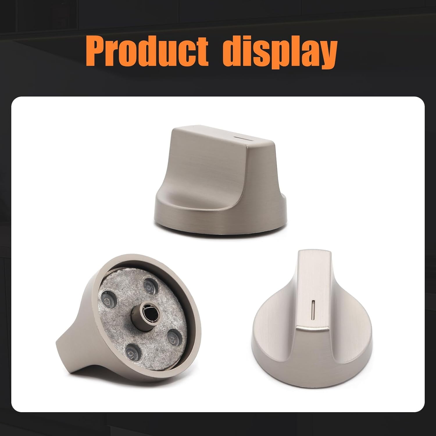 Aniceparthy 4PCS W11517331 W11117415 Stove Knobs Replacement for Whirlpool Gas Range, Fits WEC310S0LS1 WEE515S0LZ1 WEE745H0FS0, Metal Base & Insulated, Replaces W10850027,Silver