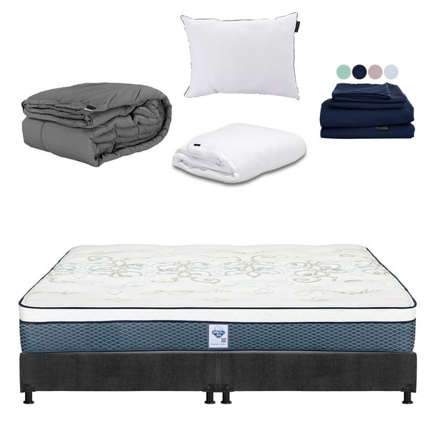 Colchón King Size Cantabria Spring Air + Box + Almohada One + Protector Cloud + Sábanas Softy + Edredón Homy