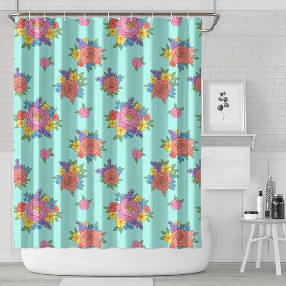 Pioneer Flower Floral Print Pattern Shower Curtain 84"x72", Bathroom Decorative Shower Curtain Set with 12 Hooks, Waterproof Washable