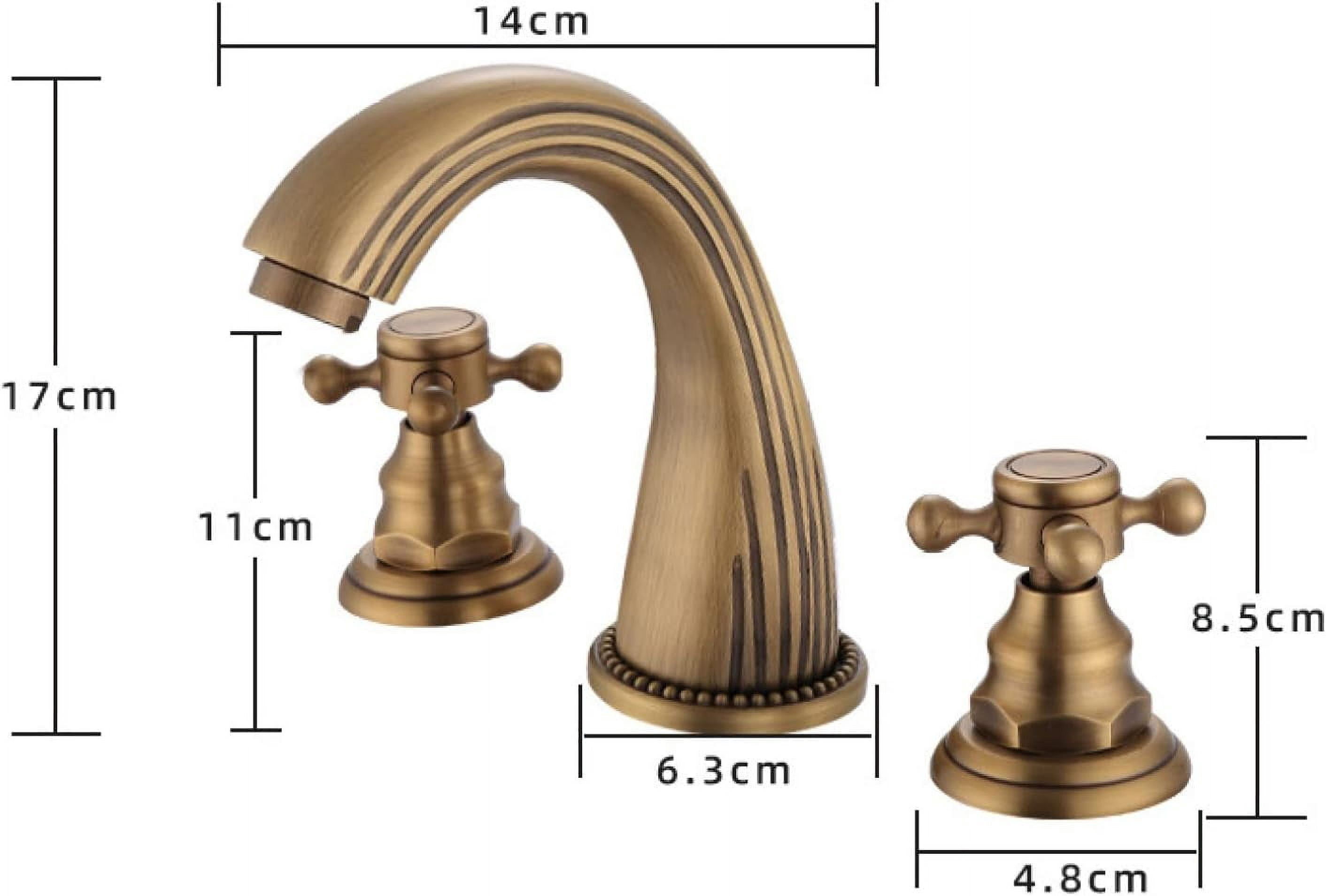 Vintage Bathroom Faucet, Hot and Cold Water Faucet, Brass Bathroom Faucet, 2 Handle Bathroom Faucet, Faucet for Bathroom Sink 3 Hole, Cross Handle Bathroom Faucet, Black