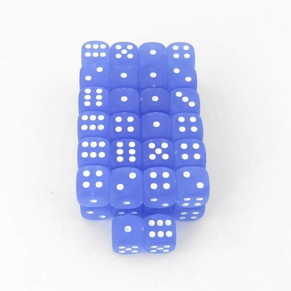Blue Frosted Dice with White Pips 12mm (1/2in) D6 Pack of 50 Wondertrail
