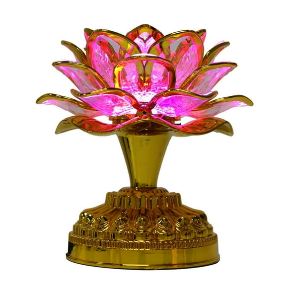 Tebru Buddha Lotus Lamp LED Lotus Lamp Home Buddha Lamp Golden with 36 Songs with US Plug 110-240 V No Battery Deliver LED Lotus Buddhist Lamp