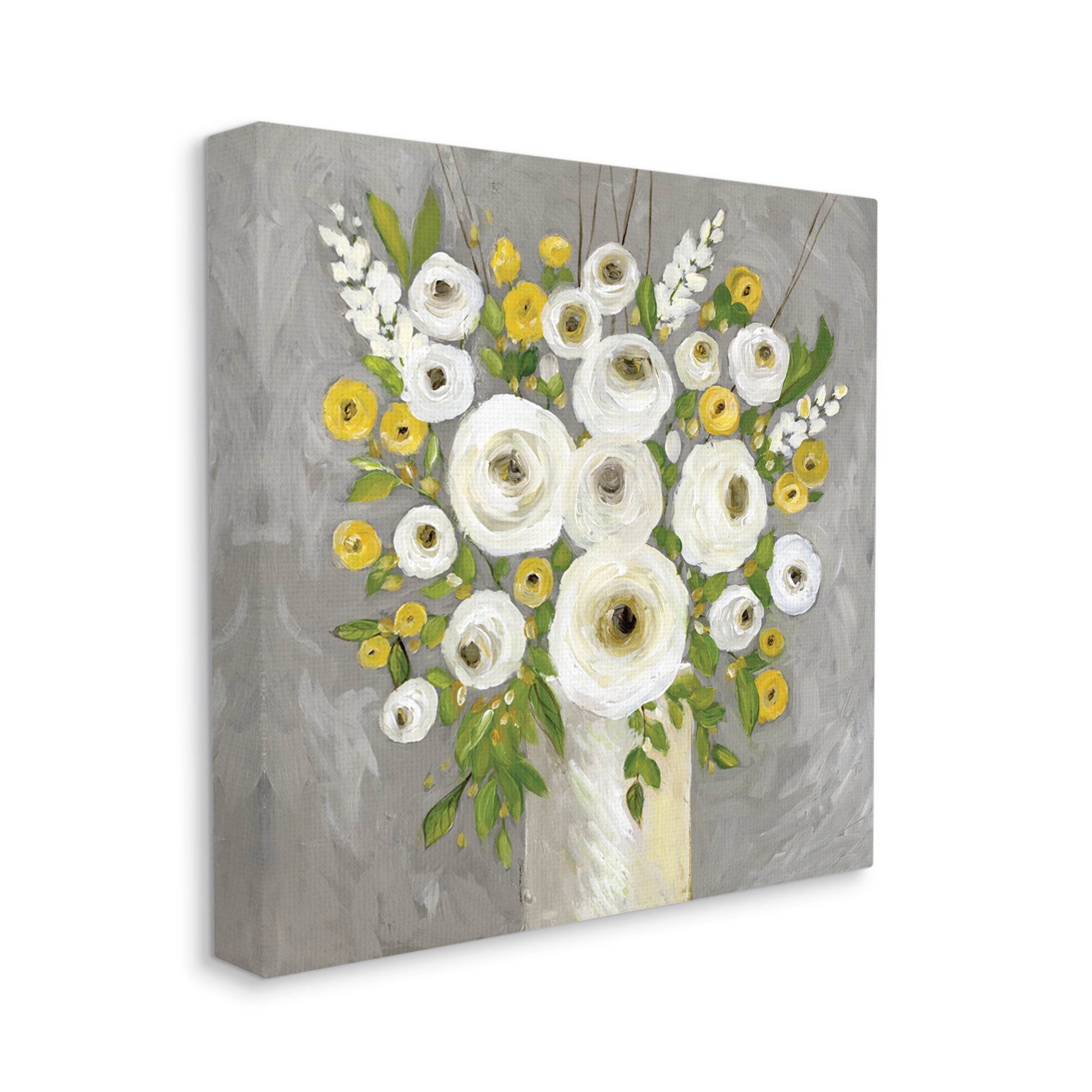 Stupell Industries Abstract Ranunculus Floral Bouquet Yellow White Country Flowers, 17 x 17, Design by Stephanie Workman Marrott
