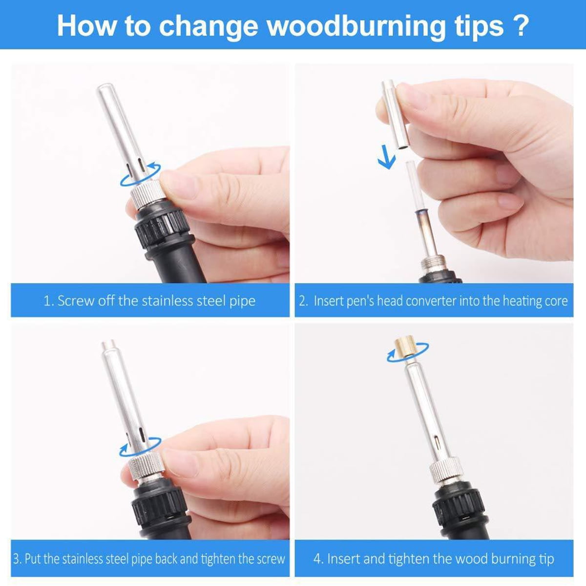 How to change tips of Woodburning Pen ?