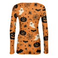 thumbnail image 5 of IYYVV Halloween Shirts for Women 2026 Long Sleeve Crewneck Slim Fitted Basic Tees Funny Ghost Pumpkin Graphic Ribbed Shirts Saffron XL, 5 of 6