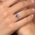 thumbnail image 4 of Gem Stone King 1.78 Cttw Swiss Blue Topaz Pink Created Sapphire and White Moissanite Ring for Women | 925 Sterling Silver | Heart Shape 6MM | Gemston Birthstone |  Size 5, 6, 7, 8, 9 | Size 9, 4 of 6