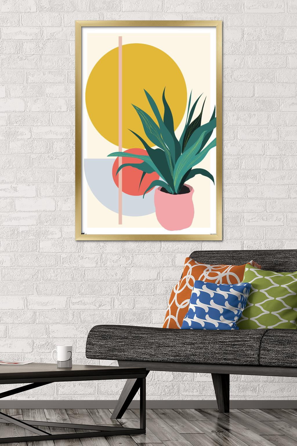 Abstract Potted Plant Wall Poster, 22.375" x 34" Framed