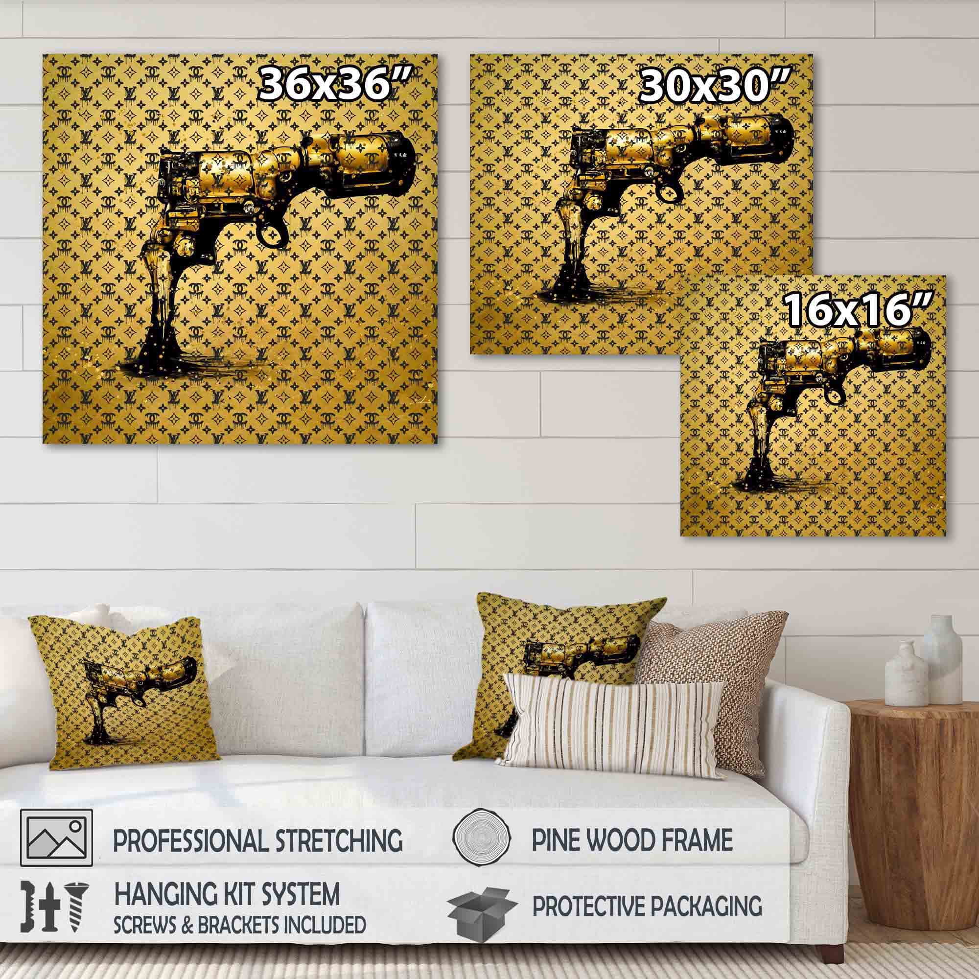 Designart Gold Designer Pistol III Canvas Wall Art