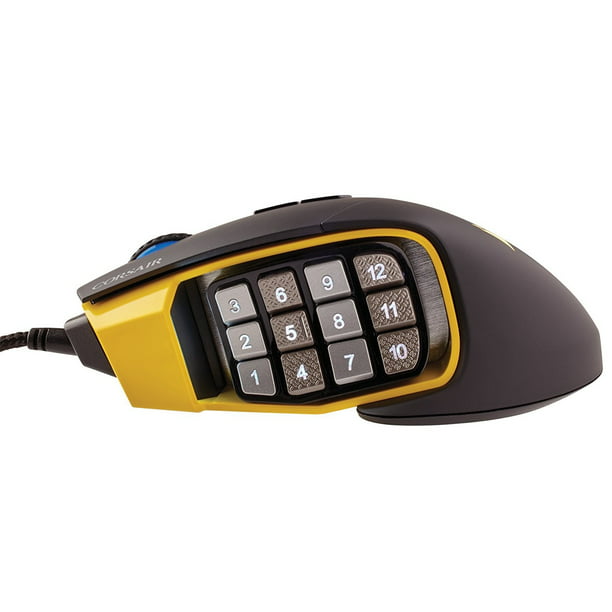 Corsair Scimitar RGB MMO 16,000 DPI Optical Sensor 12 Programmable Side Buttons Gaming Mouse - Yellow - Walmart.com