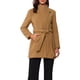 thumbnail image 1 of Abrigo largo de invierno con cinturón para mujer, clásico, de cuello alto, de manga larga, color camel, 1 of 6