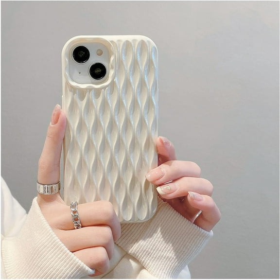 Water Ripple Pattern for iPhone 13 Case for iPhone 14 Case,Soft Slim Silicone Water Ripple Pattern iPhone 13 / iPhone 14 Phone Case, Beige